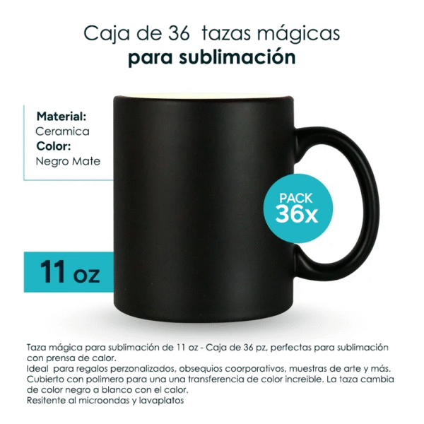 Taza Magica Matte Negra 325ml  Set 36 Pz