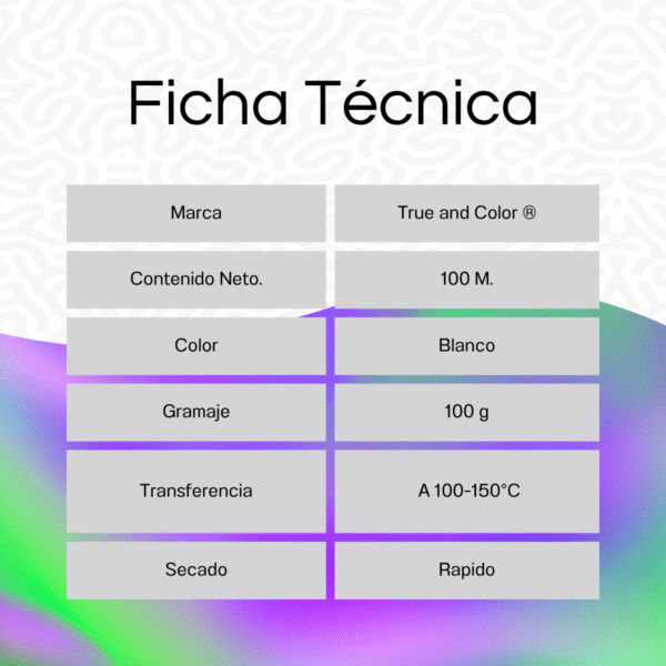 Papel Profesional Para Sublimación SECADO RÁPIDO 100g 110 cm x 100m